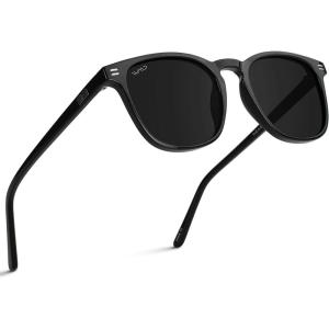 imageWMP Eyewear  Mens Polarized Modern Rounded Square SunglassesBlack Frame  Black Lens