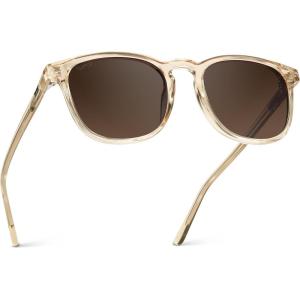 imageWMP Eyewear  Mens Polarized Modern Rounded Square SunglassesCrystal Sand Brown  Dark Beige Gradient Lens