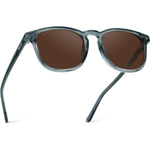 imageWMP Eyewear  Mens Polarized Modern Rounded Square SunglassesCrystal Stone Blue  Brown Lens