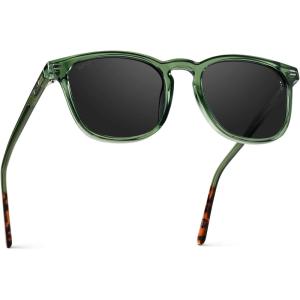imageWMP Eyewear  Mens Polarized Modern Rounded Square SunglassesEmerald Green Frame  Black Lens