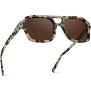 imageWearMe Pro  RetroInspired Square Double Bridge Aviator Womens Sunglasses Oversized Frame with Polarized UV ProtectionBeige Tortoise  Brown Lens