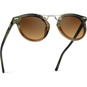 imageWearMe Pro  Womens Polarized Round Retro DoubleBridge Vintage SunglassesDesert Sage  Brown Gradient Lens