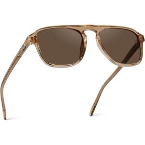 imageWearMe Pro Polarized Modern Aviator OneBridge Square Mens SunglassesCrystal Brown  Brown Lens