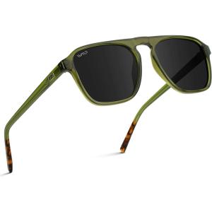 imageWearMe Pro Polarized Modern Aviator OneBridge Square Mens SunglassesEmerald Green  Black Lens