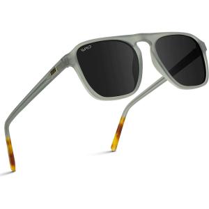 imageWearMe Pro Polarized Modern Aviator OneBridge Square Mens SunglassesMoon Rock Grey  Black Lens