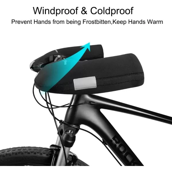 ROCKBROS Bike Handlebar Mittens Bicycle Pogies Winter Thermal Cover Cycling Hand Warm Windproof Cold Weather Mittens for MTB Mountain Bike Motor