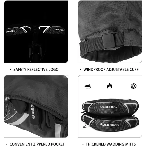 ROCKBROS Bike Handlebar Mittens Winter Extreme Cold Weather Mountain Commuter MTB Fat Bike Bar Covers Cyclist Pogies Mitten
