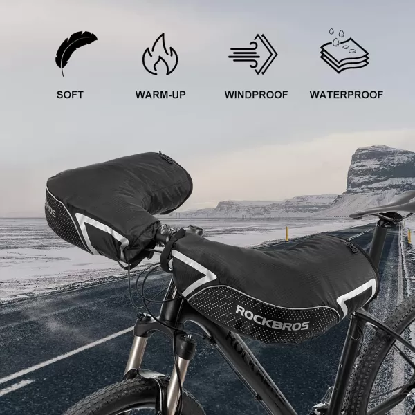 ROCKBROS Bike Handlebar Mittens Winter Extreme Cold Weather Mountain Commuter MTB Fat Bike Bar Covers Cyclist Pogies Mitten