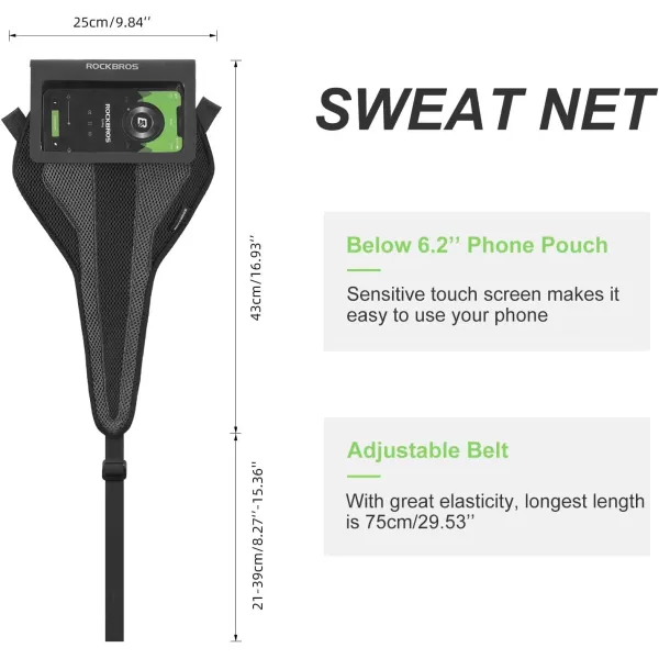ROCKBROS Bike Sweat Guard Bicycle Trainer Sweat Net with Phone Pouch Bike Sweat Catcher Net Sweat Protector for Indoor Cycling Training Compatible with iPhone 12 11 Phones below 62