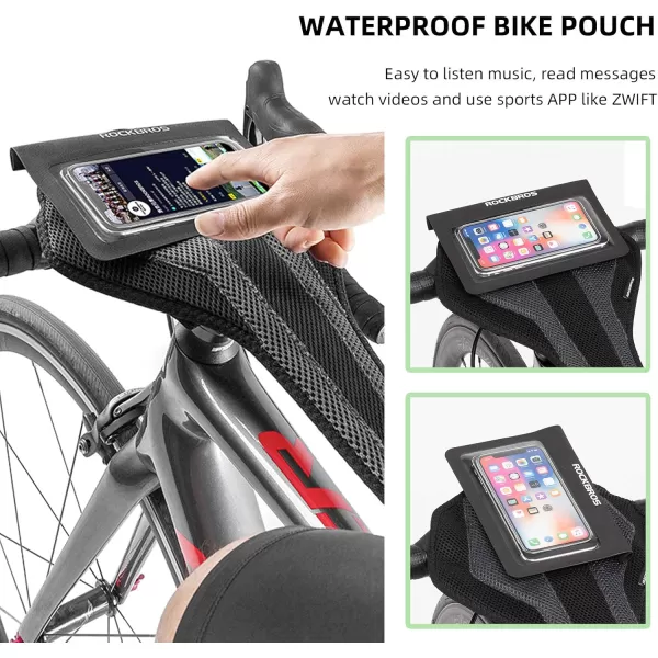ROCKBROS Bike Sweat Guard Bicycle Trainer Sweat Net with Phone Pouch Bike Sweat Catcher Net Sweat Protector for Indoor Cycling Training Compatible with iPhone 12 11 Phones below 62