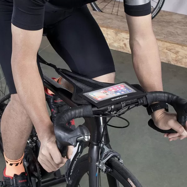 ROCKBROS Bike Sweat Guard Bicycle Trainer Sweat Net with Phone Pouch Bike Sweat Catcher Net Sweat Protector for Indoor Cycling Training Compatible with iPhone 12 11 Phones below 62