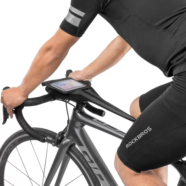 ROCKBROS Bike Sweat Guard Bicycle Trainer Sweat Net with Phone Pouch Bike Sweat Catcher Net Sweat Protector for Indoor Cycling Training Compatible with iPhone 12 11 Phones below 62