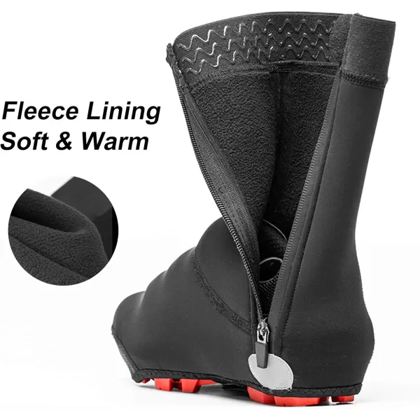 ROCKBROS Cycling Shoe Covers Warm Bike Shoe Cover Warmer Water Resistant Windproof Bicycle Overshoes for Mountain Road Bike ShoesBlack