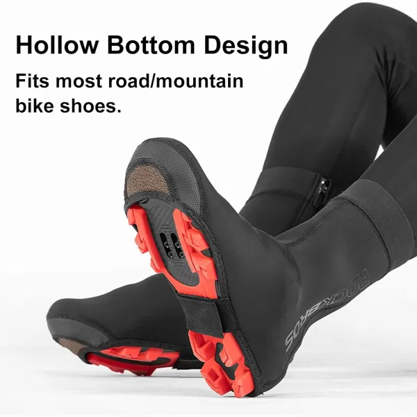 ROCKBROS Cycling Shoe Covers Warm Bike Shoe Cover Warmer Water Resistant Windproof Bicycle Overshoes for Mountain Road Bike ShoesBlack