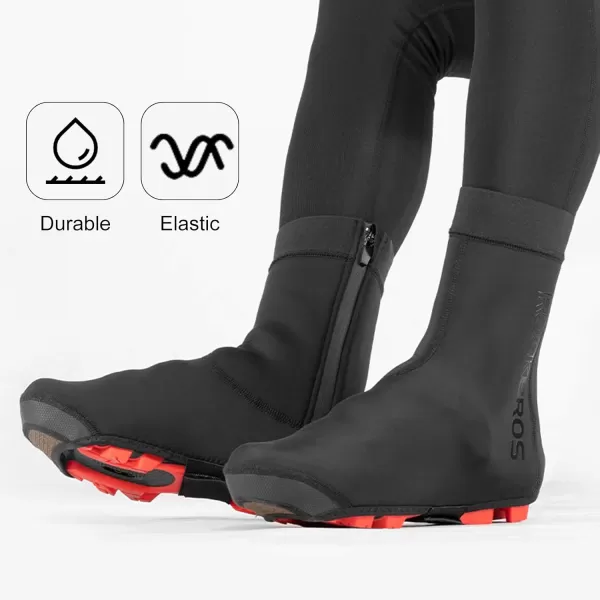 ROCKBROS Cycling Shoe Covers Warm Bike Shoe Cover Warmer Water Resistant Windproof Bicycle Overshoes for Mountain Road Bike ShoesBlack