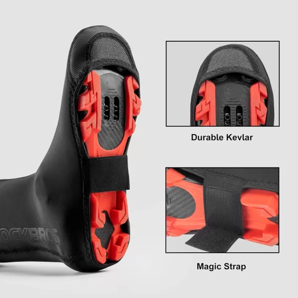 ROCKBROS Cycling Shoe Covers Warm Bike Shoe Cover Warmer Water Resistant Windproof Bicycle Overshoes for Mountain Road Bike ShoesBlack
