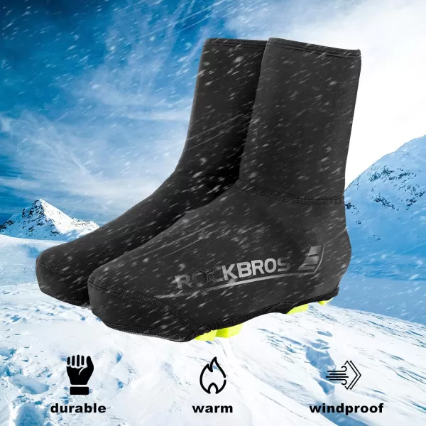 ROCKBROS Cycling Shoe Covers Winter Shoes Cover Warmer Water Resistant Thermal Bike Shoes Cover Windproof Bicycle Overshoes Shoescover for Men WomenBlack