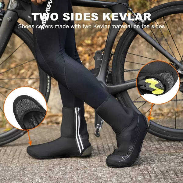 ROCKBROS Cycling Shoe Covers Winter Shoes Cover Warmer Water Resistant Thermal Bike Shoes Cover Windproof Bicycle Overshoes Shoescover for Men WomenBlack