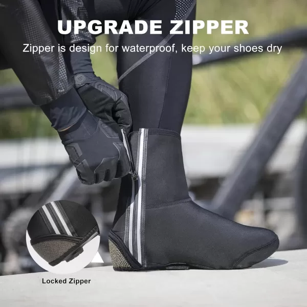 ROCKBROS Cycling Shoe Covers Winter Shoes Cover Warmer Water Resistant Thermal Bike Shoes Cover Windproof Bicycle Overshoes Shoescover for Men WomenBlack