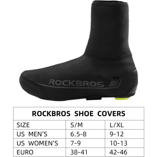 ROCKBROS Cycling Shoe Covers Winter Shoes Cover Windproof Bike Bicycle Overshoes for Men Women Thermal WarmerBlack