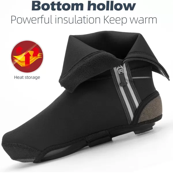 ROCKBROS Cycling Shoe Covers Winter Shoes Cover Windproof Bike Bicycle Overshoes for Men Women Thermal WarmerBlack