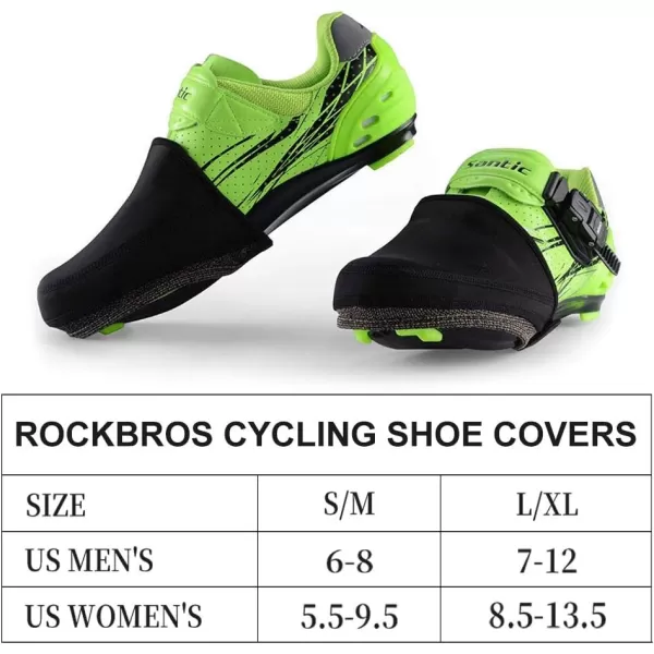 ROCKBROS Cycling Shoe Toe Covers Winter Toe Warmers Cycling Overshoes Protectors Kevlar Black 1 PairLXL712US
