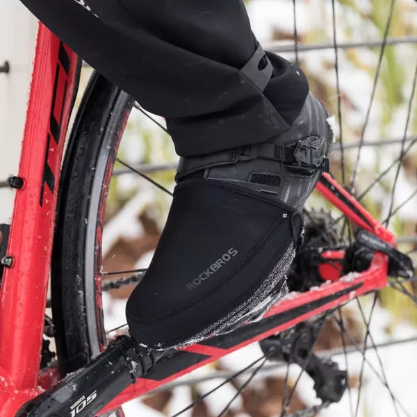 ROCKBROS Cycling Shoe Toe Covers Winter Toe Warmers Cycling Overshoes Protectors Kevlar Black 1 PairSM68US
