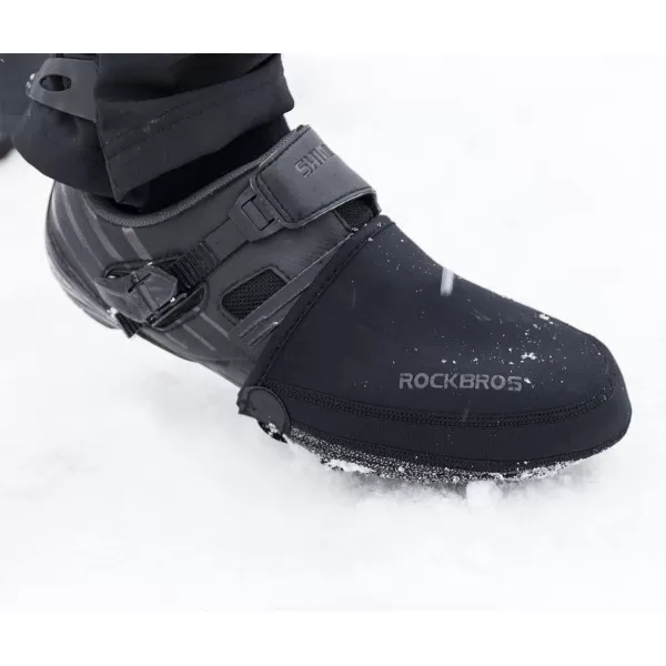 ROCKBROS Cycling Shoe Toe Covers Winter Toe Warmers Cycling Overshoes Protectors Kevlar Black 1 PairSM68US