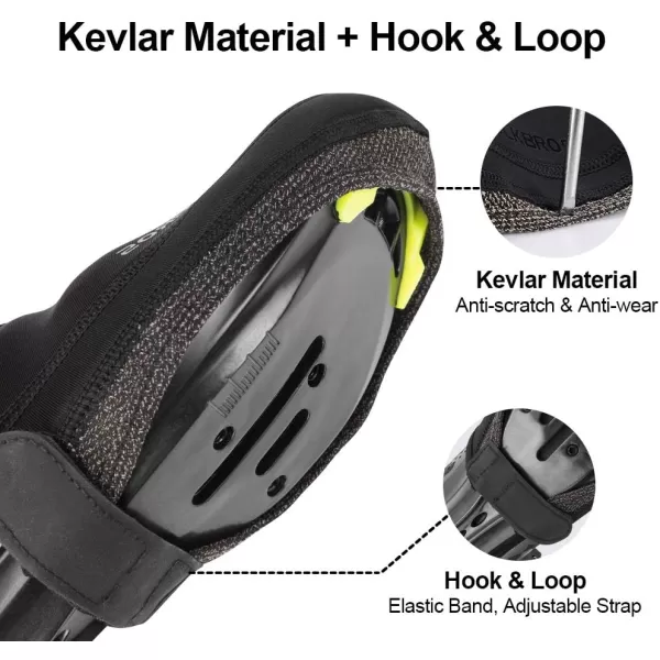 ROCKBROS Cycling Shoe Toe Covers Winter Toe Warmers Cycling Overshoes Protectors Kevlar Black 1 PairSM68US