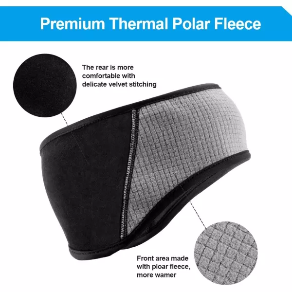 ROCKBROS Fleece Ear Warmers Headband Men Women for Running Cycling Biking Warm Ski Ear Band for Winter Cold WeatherBlack
