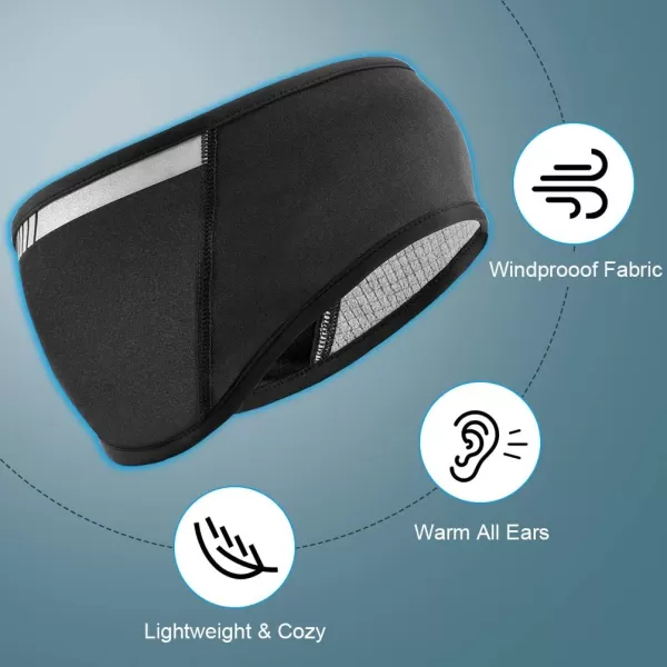 ROCKBROS Fleece Ear Warmers Headband Men Women for Running Cycling Biking Warm Ski Ear Band for Winter Cold WeatherBlack2