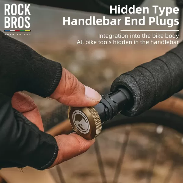 ROCKBROS Handlebar End Plugs Bike Multitool Repair Tool Set Includes Chain Tool Torx T25 Hex 345mm Allen Wrench Set Bike Accessories Pocket Tool Kit for RoadMountain Bikes