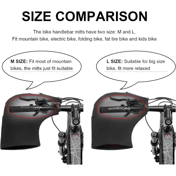 ROCKBROS Handlebar Mittens Cold Weather Mountain Bike Handlebar Mittens Windproof ampamp Coldproof Commuter MTB Bicycle Bar Warmer CoversL Loose