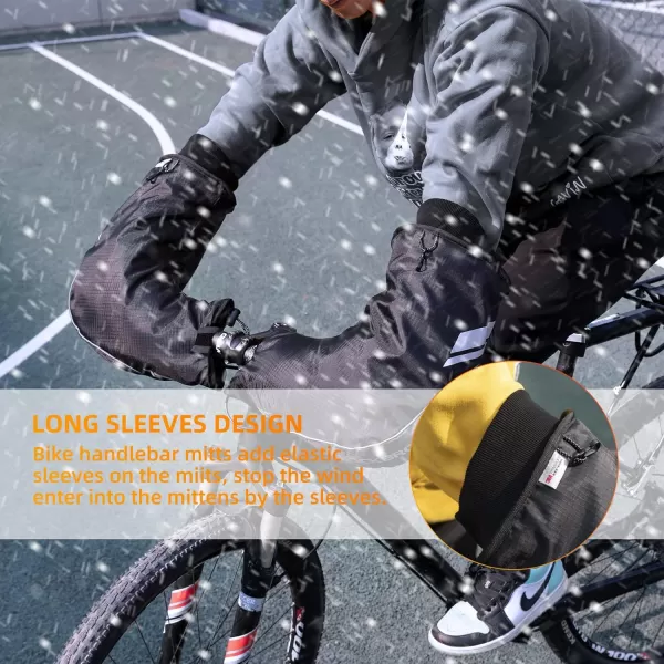 ROCKBROS Handlebar Mitts Mountain Bike Bicycle Bar Mittens Cold Weather Bike Pogies Mitts Windproof Thinsulate Thermal Winter Handlebar Mittens for Mountain Bikes ATV Snow Mobile Motorcycles