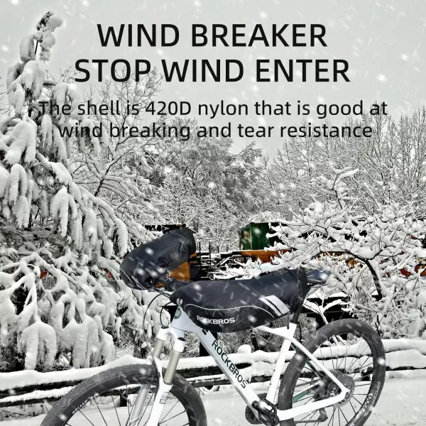 ROCKBROS Handlebar Mitts Mountain Bike Bicycle Bar Mittens Cold Weather Bike Pogies Mitts Windproof Thinsulate Thermal Winter Handlebar Mittens for Mountain Bikes ATV Snow Mobile Motorcycles
