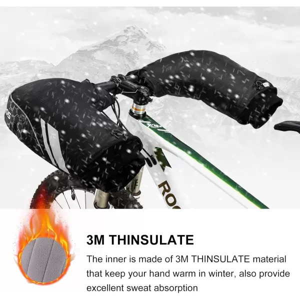 ROCKBROS Handlebar Mitts Mountain Bike Bicycle Bar Mittens Cold Weather Bike Pogies Mitts Windproof Thinsulate Thermal Winter Handlebar Mittens for Mountain Bikes ATV Snow Mobile Motorcycles