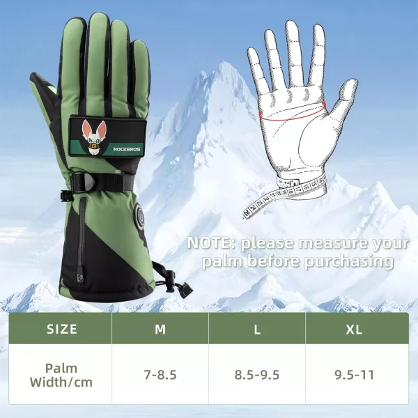 ROCKBROS Heated Gloves Rechargeable Electric Hand Warmers for Men Women Camping Heated Gloves Winter Touchscreen GlovesLarge