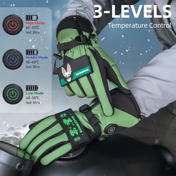 ROCKBROS Heated Gloves Rechargeable Electric Hand Warmers for Men Women Camping Heated Gloves Winter Touchscreen GlovesLarge