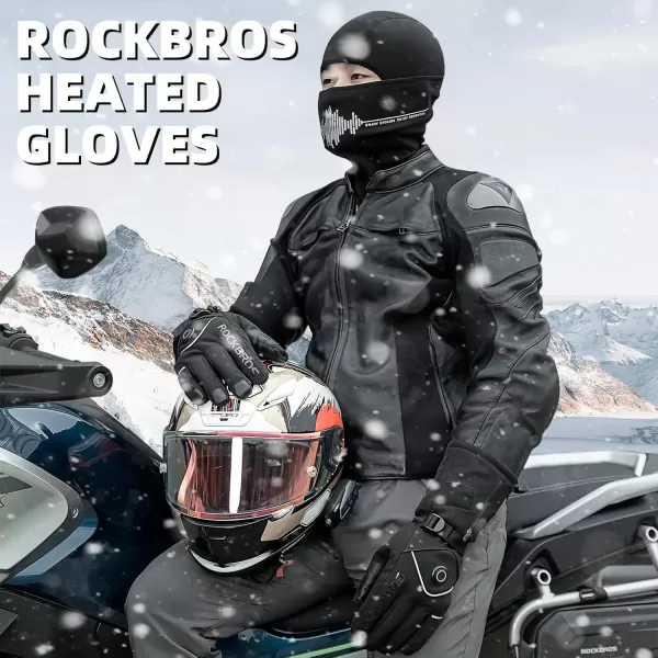 ROCKBROS Heated Gloves for Men Women Rechargeable Battery Electric Heated Gloves Winter Heated Motorcycle Gloves Touchscreen for Cycling Skiing SnowboardingXLarge