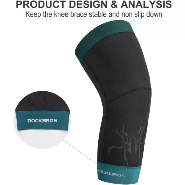 ROCKBROS Knee Warmer for Men Thermal Leg Warmer Knee Brace Antislip Knee Sleeves Winter for Basketball Cycling Knee WarmerBlack Green