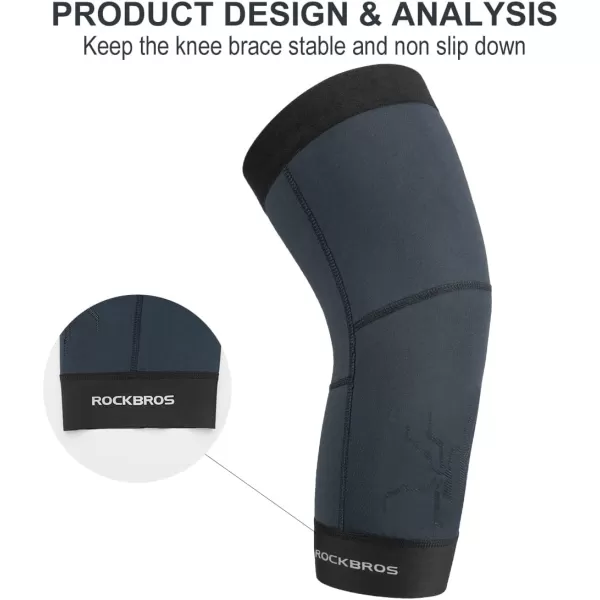 ROCKBROS Knee Warmer for Men Thermal Leg Warmer Knee Brace Antislip Knee Sleeves Winter for Basketball Cycling Knee WarmerBlue Black
