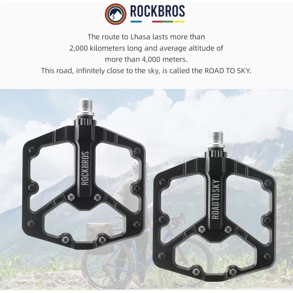 ROCKBROS Mountain Bike Pedals MTB Pedals Flat Bike Pedals Sealed Bearing NonSlip Bicycle Platform Pedals Aluminum Alloy 916quot for BMX Road Bike