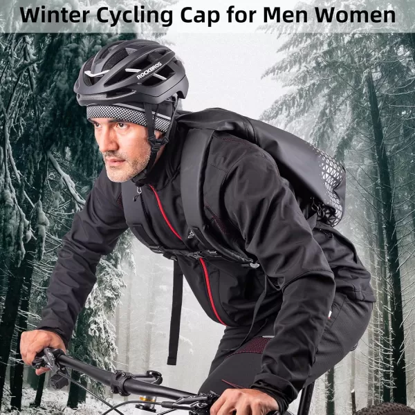ROCKBROS Thermal Skull Cap Winter Hats for Men Women Ear Warmers Cold Weather Gear Helmet Liner for Cycling Running SkiBlack