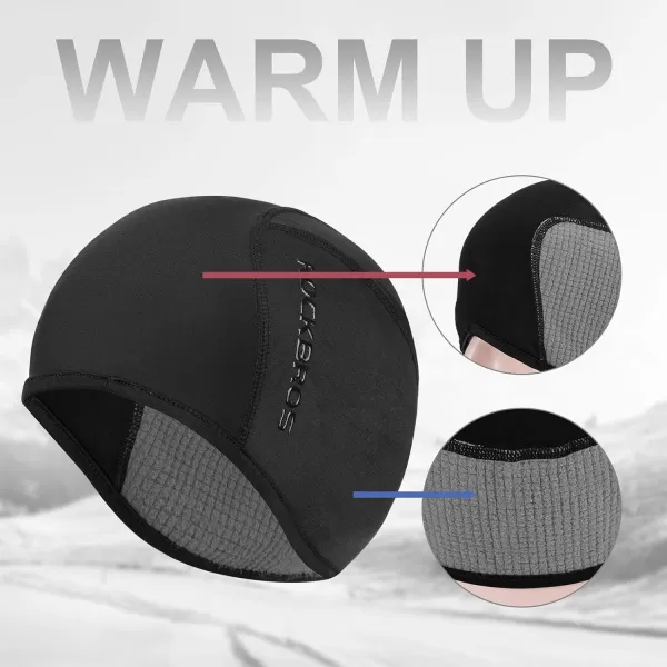 ROCKBROS Thermal Skull Cap Winter Hats for Men Women Ear Warmers Cold Weather Gear Helmet Liner for Cycling Running SkiBlack1
