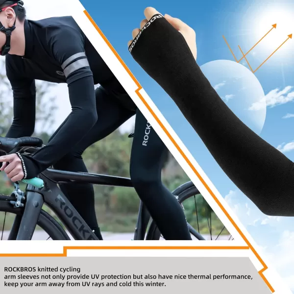 ROCKBROS Winter Arm Warmer Knit Long Arm Sleeves Warm for Women Men Running Cycling Sports Fingerless Driving GlovesLong Type