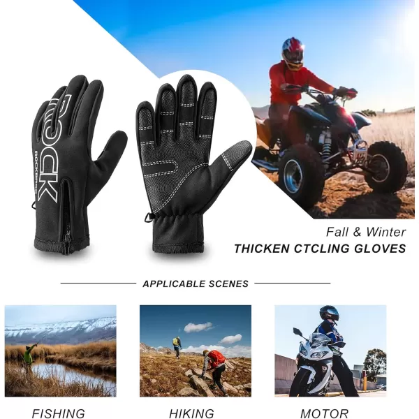 ROCKBROS Winter Cycling Gloves for Men Women Water Resistant Touch Screen Gloves ShockAbsorbing Full Finger Biking Glove AntiSlip Motorcycle Mountain Bike Gloves for Fishing Driving Golfing
