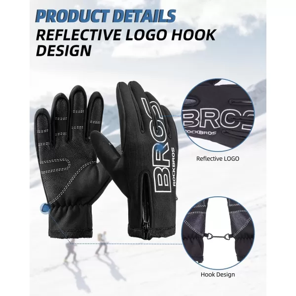 ROCKBROS Winter Cycling Gloves for Men Women Water Resistant Touch Screen Gloves ShockAbsorbing Full Finger Biking Glove AntiSlip Motorcycle Mountain Bike Gloves for Fishing Driving Golfing