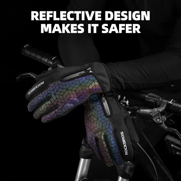 ROCKBROS Winter Cycling Gloves for Men Women Winter Fleece Full Finger Bike Gloves Touch Screen Road Mountain Bicycle Glovesblack colorful