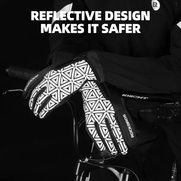 ROCKBROS Winter Cycling Gloves for Men Women Winter Fleece Full Finger Bike Gloves Touch Screen Road Mountain Bicycle Glovesblack white