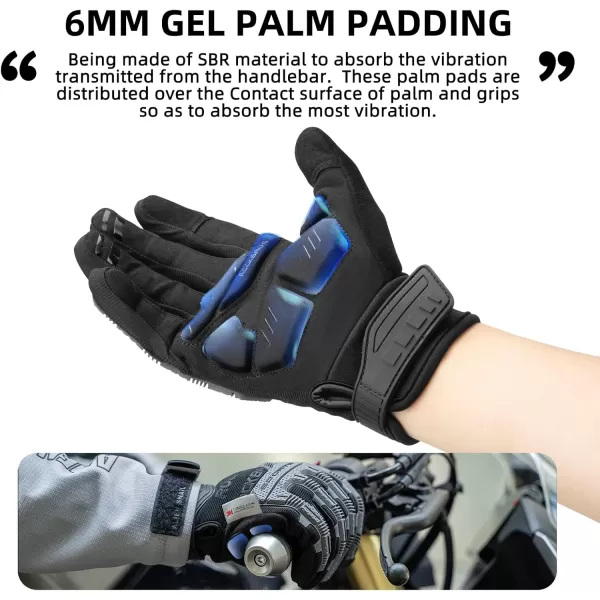 ROCKBROS Winter Motorcycle Bike Gloves for Men Women Touchscreen Thermal Motorcycle Gloves with Palm Padding Windproof Cold Weather Motorcycle Gloves with Hard Knuckle Protection Thinsulate MTB GlovesUSA SAsian M